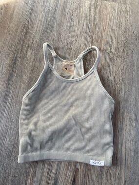 ACTA Ribbed Cropped Tank — Sage